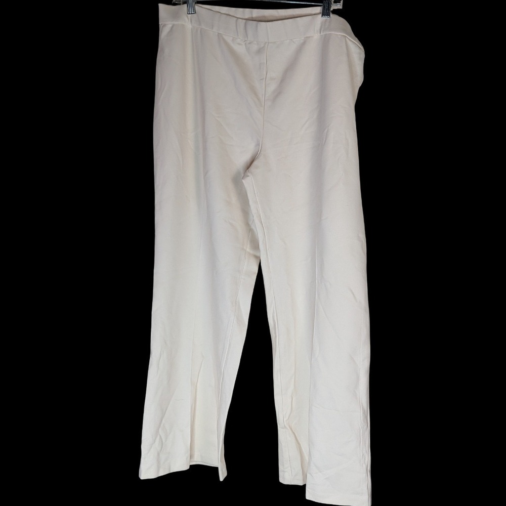 Dennis Basso Ponte Knit Boot Cut Pants Womens XL Whip Cream Off-White A672925